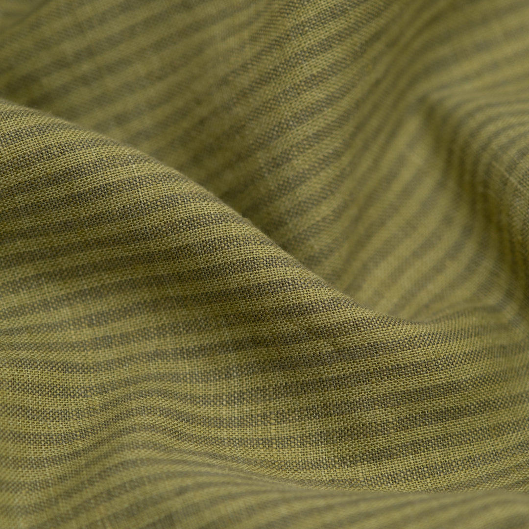 Lollipop Stripe Yarn Dyed Linen Cotton - Sage/Willow | Blackbird Fabrics