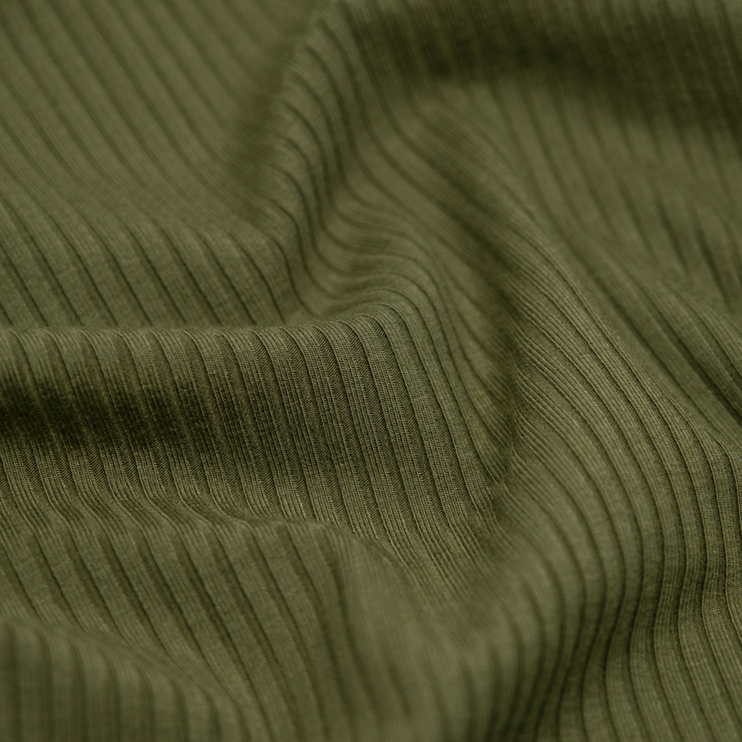Medium Weight Bamboo Rib Knit - Light Olive | Blackbird Fabrics