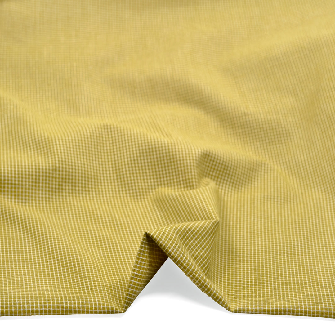 Mini Check Lightweight Handwoven Cotton - Lemongrass | Blackbird Fabrics