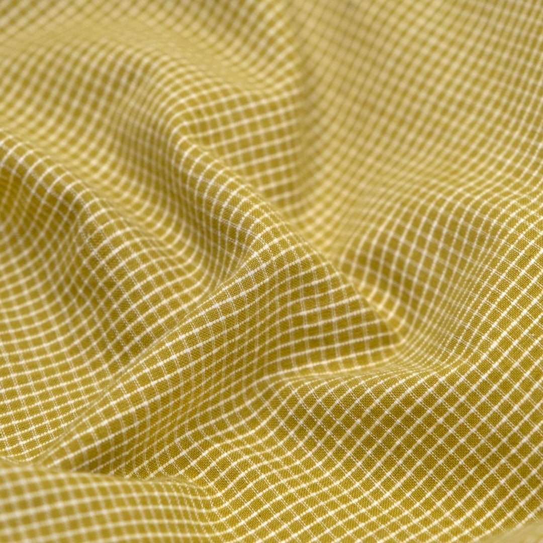 Mini Check Lightweight Handwoven Cotton - Lemongrass | Blackbird Fabrics