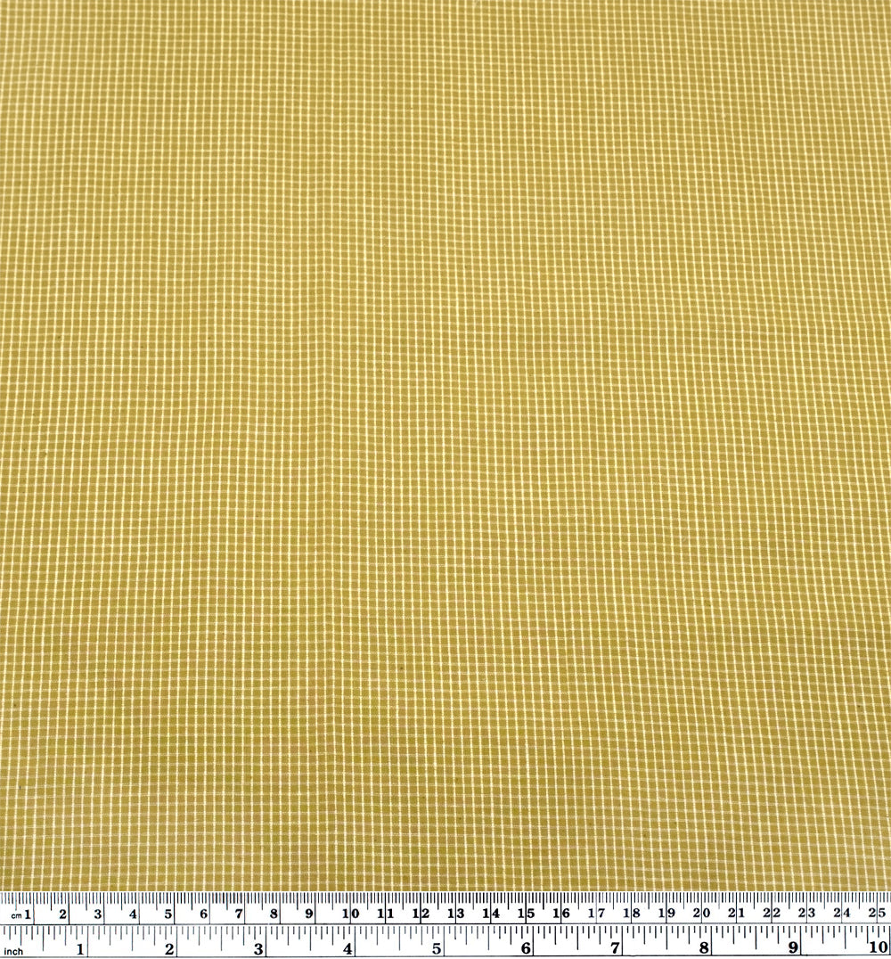 Mini Check Lightweight Handwoven Cotton - Lemongrass | Blackbird Fabrics