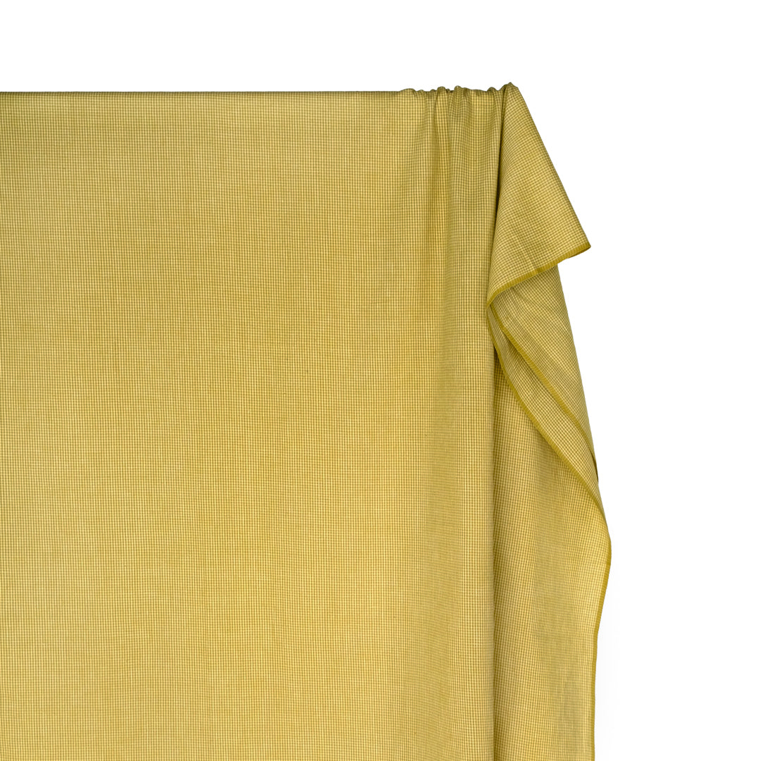 Mini Check Lightweight Handwoven Cotton - Lemongrass | Blackbird Fabrics