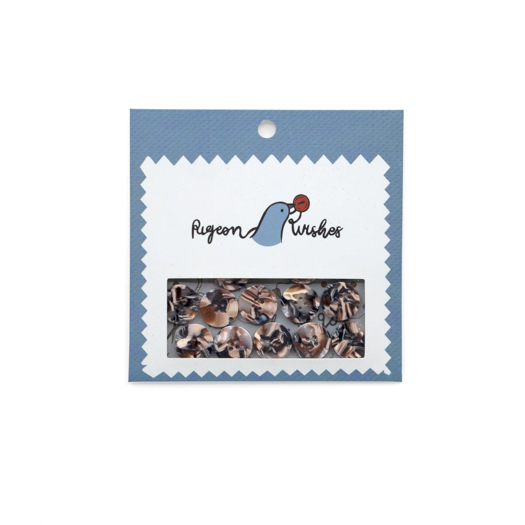 Pigeon Wishes Resin Buttons (15mm) Set of 15 - Granite | Blackbird Fabrics