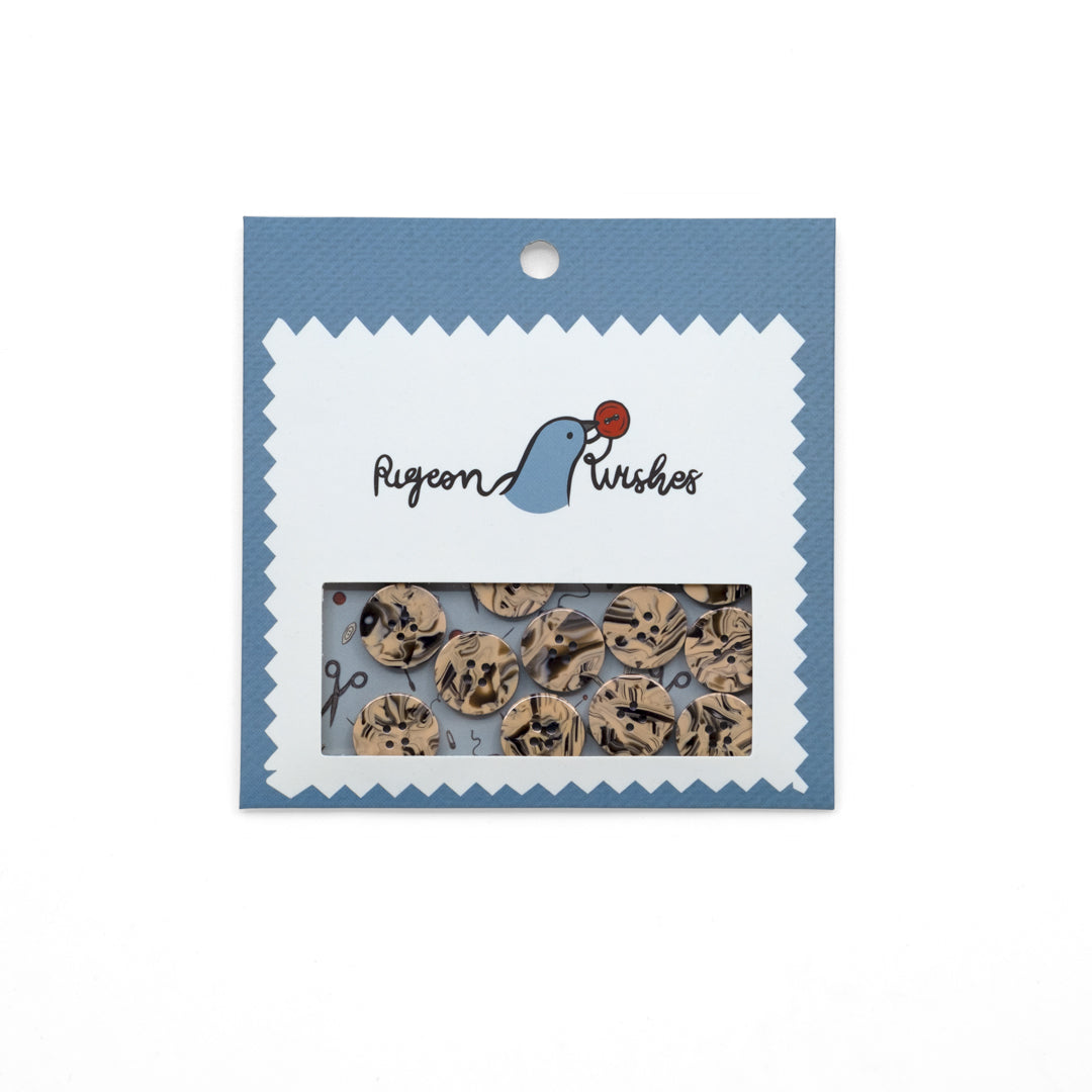 Pigeon Wishes Resin Buttons (15mm) Set of 15 - Wednesday | Blackbird Fabrics