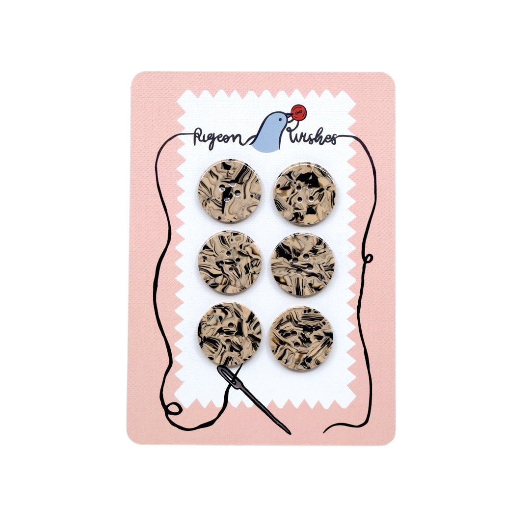 Pigeon Wishes Resin Buttons (25mm) Set of 6 - Wednesday | Blackbird Fabrics