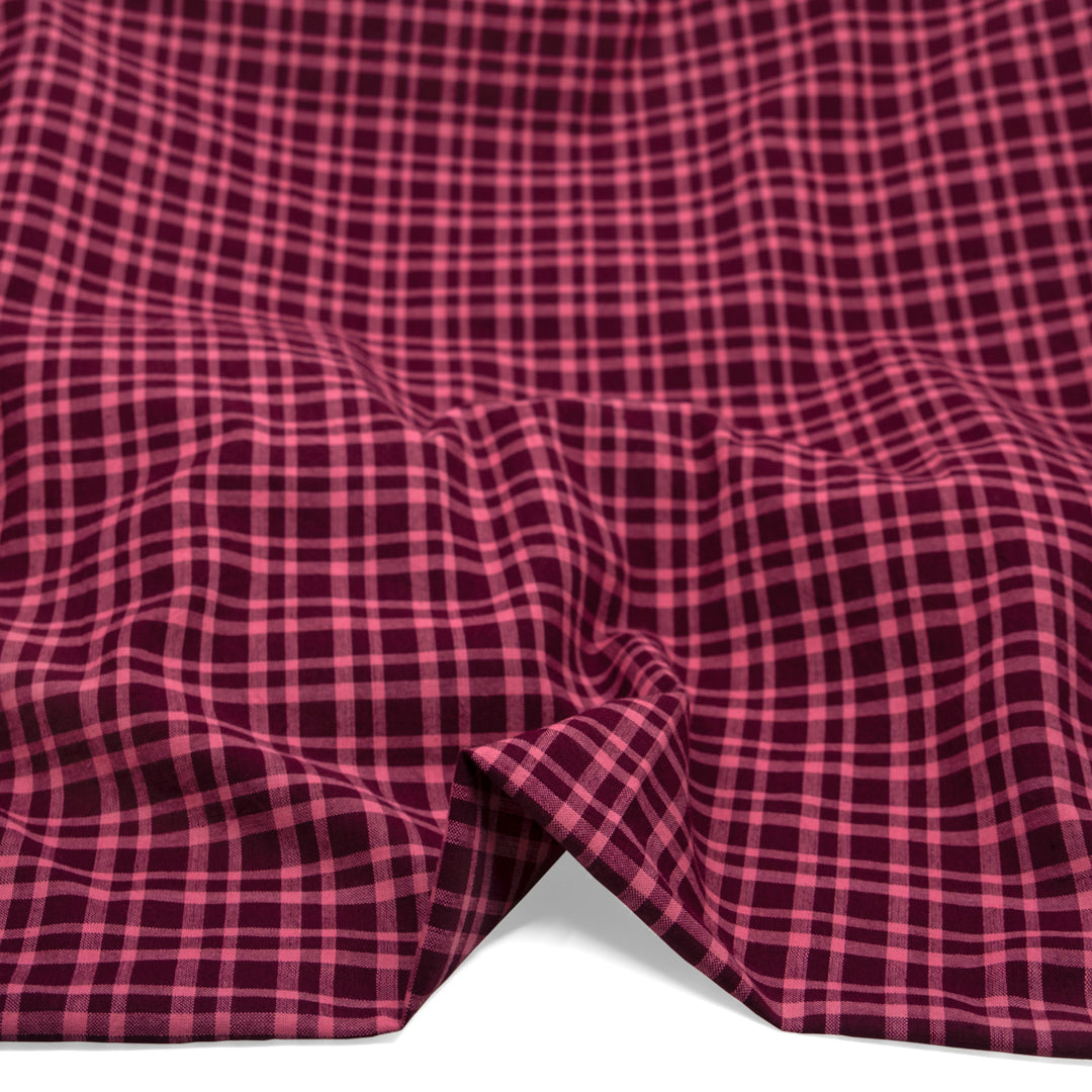 Plaid Handwoven Cotton - Port/Taffy | Blackbird Fabrics