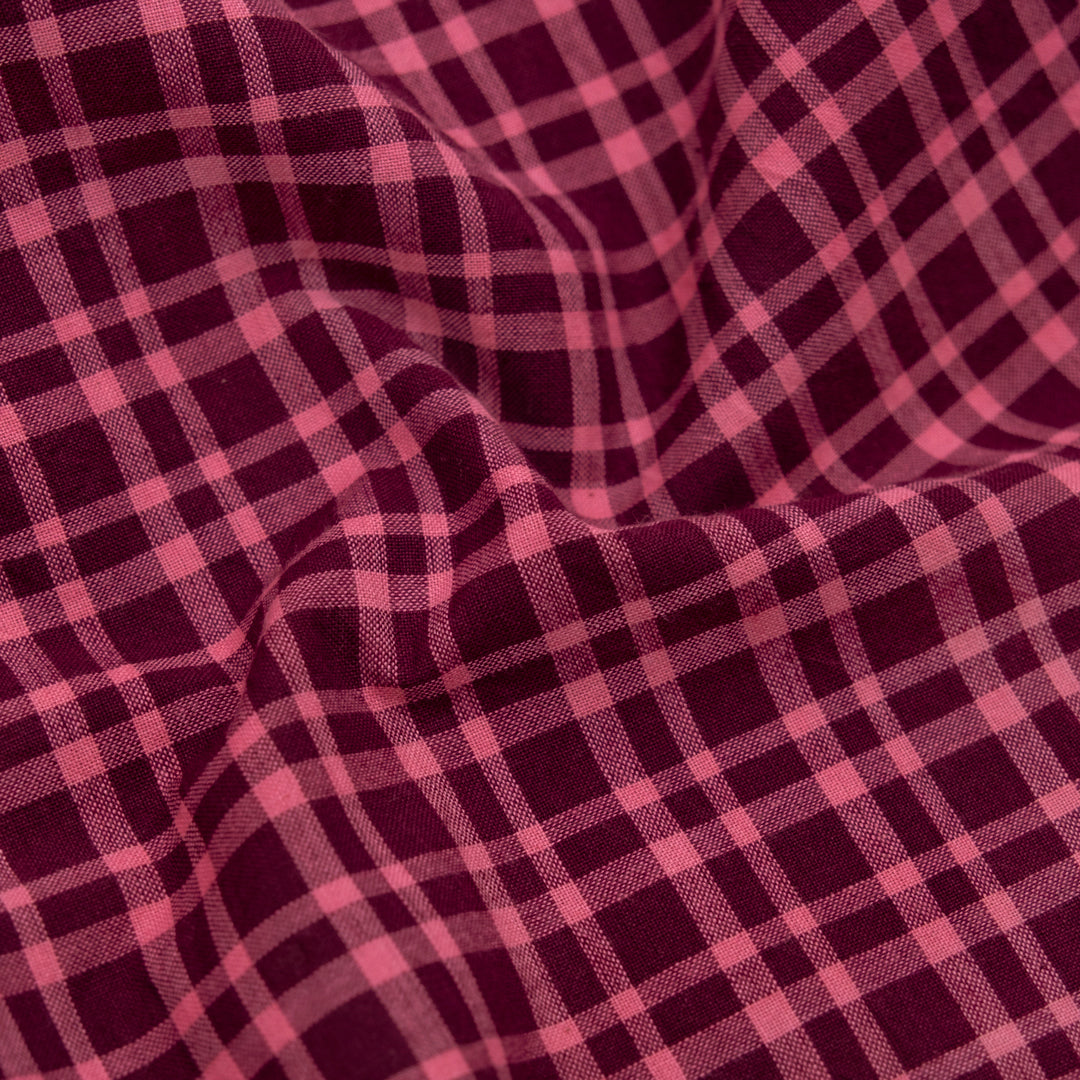 Plaid Handwoven Cotton - Port/Taffy | Blackbird Fabrics