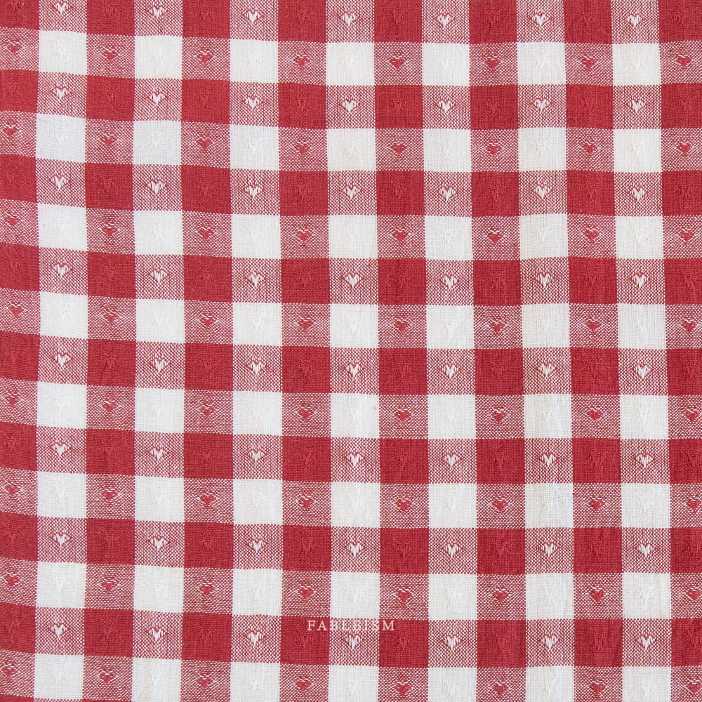 Fableism Dobby Hearts Gingham Cotton - Cherry | Blackbird Fabrics