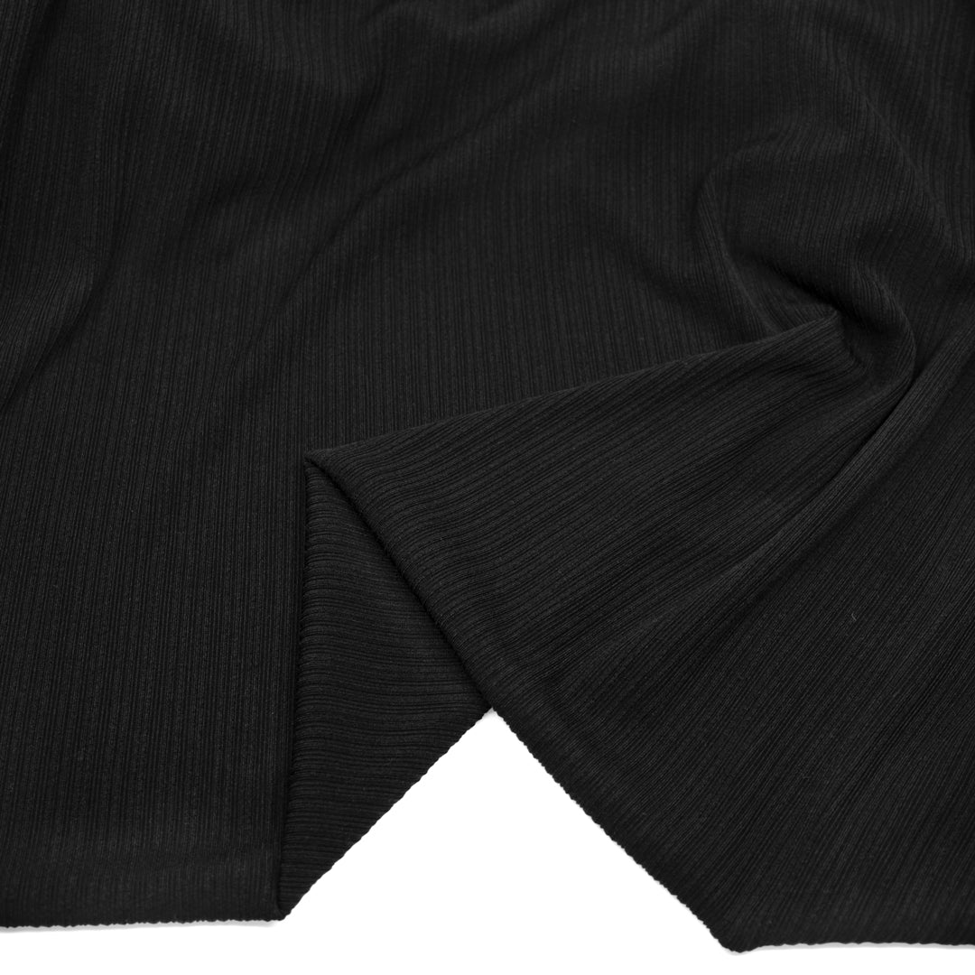Ripple Rib Knit - Black | Blackbird Fabrics