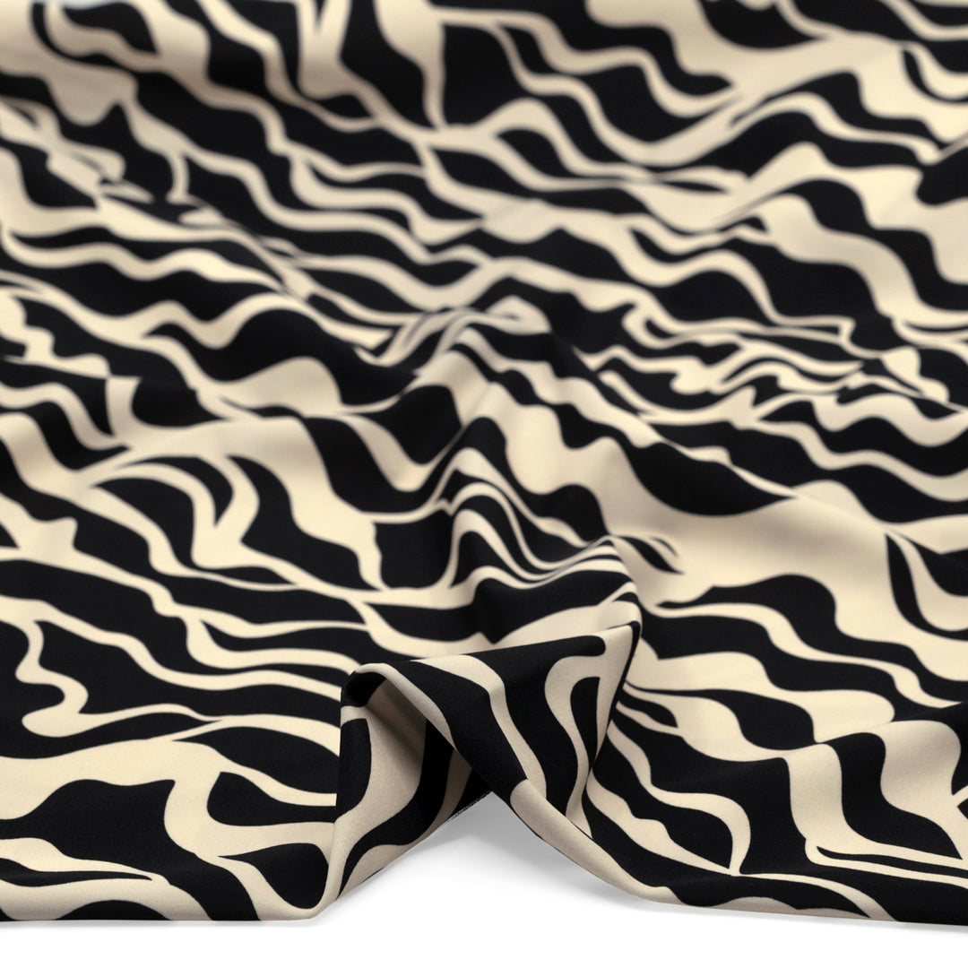 Rising Tide Recycled Nylon Swim Tricot - Black/Cream | Blackbird Fabrics