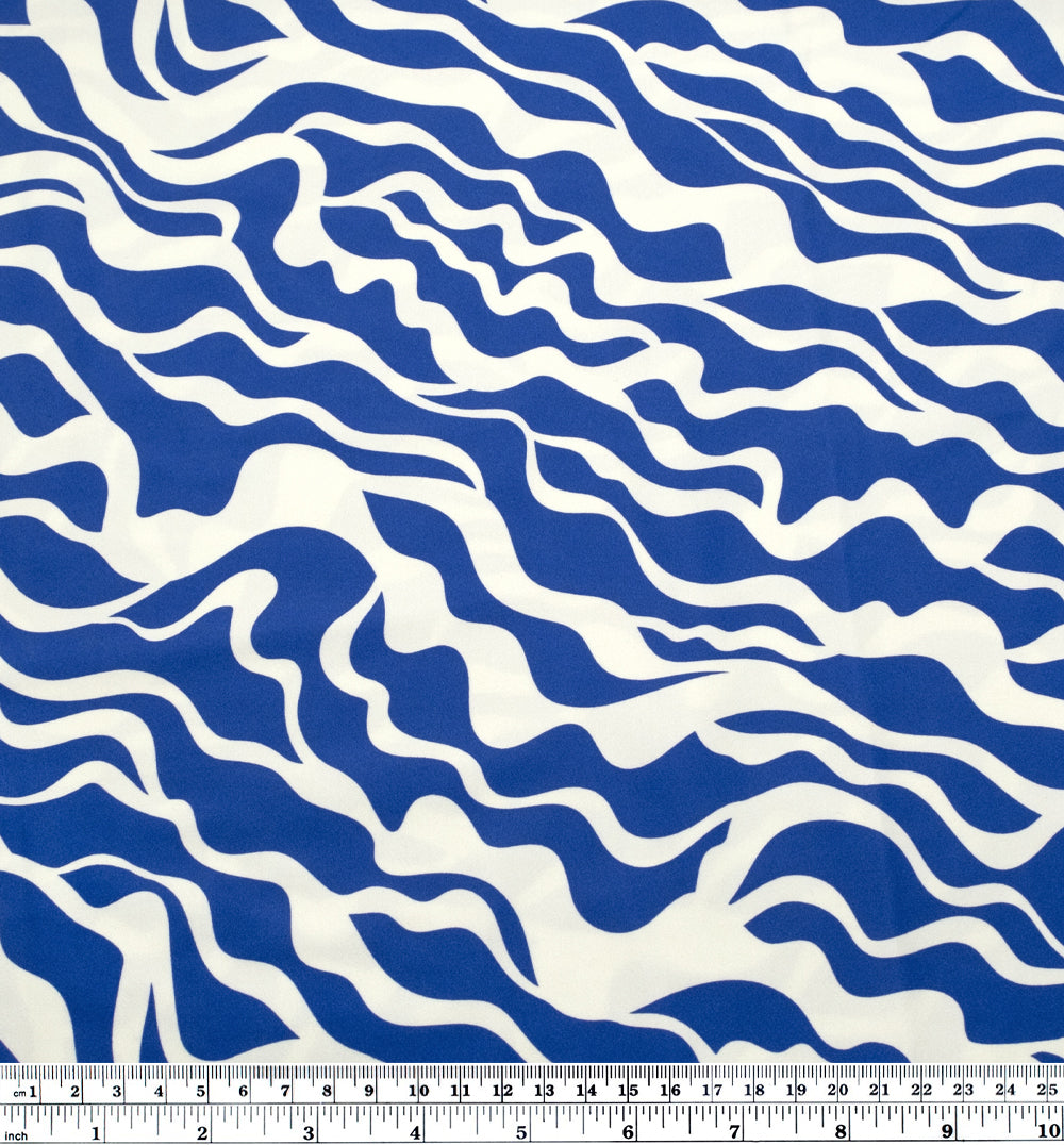 Rising Tide Recycled Nylon Swim Tricot - Lapis/White | Blackbird Fabrics