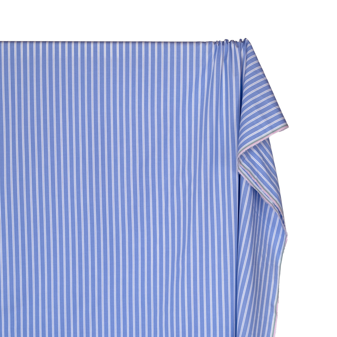 Route Stripe Cotton Shirting - Cornflower | Blackbird Fabrics