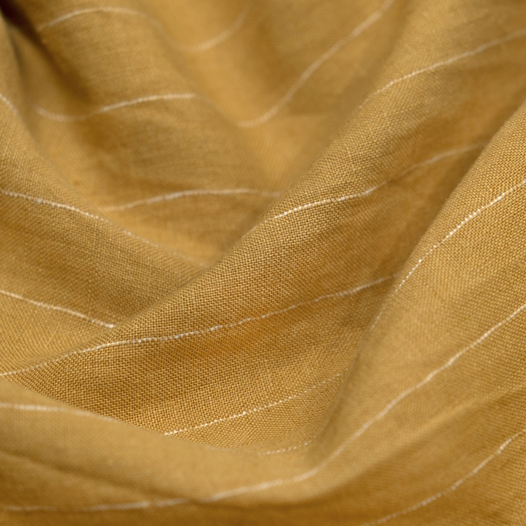 Rustic Stripe Yarn Dyed Linen - Hay/White | Blackbird Fabrics