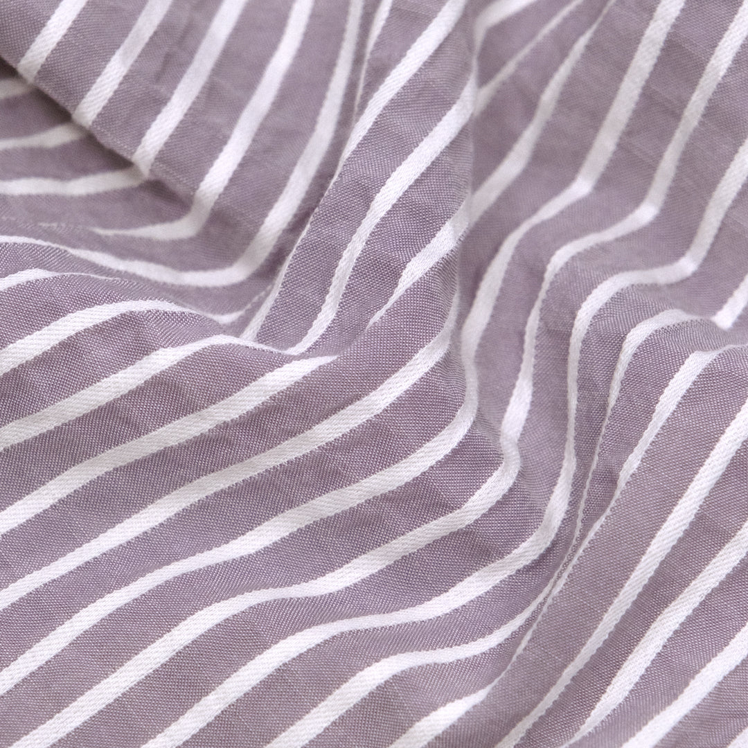 Striped Cotton Lyocell Blend Seersucker - Wisteria/White | Blackbird Fabrics
