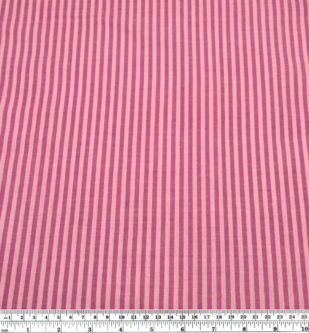 Striped Lightweight Handwoven Cotton - Rose/Camellia | Blackbird Fabrics