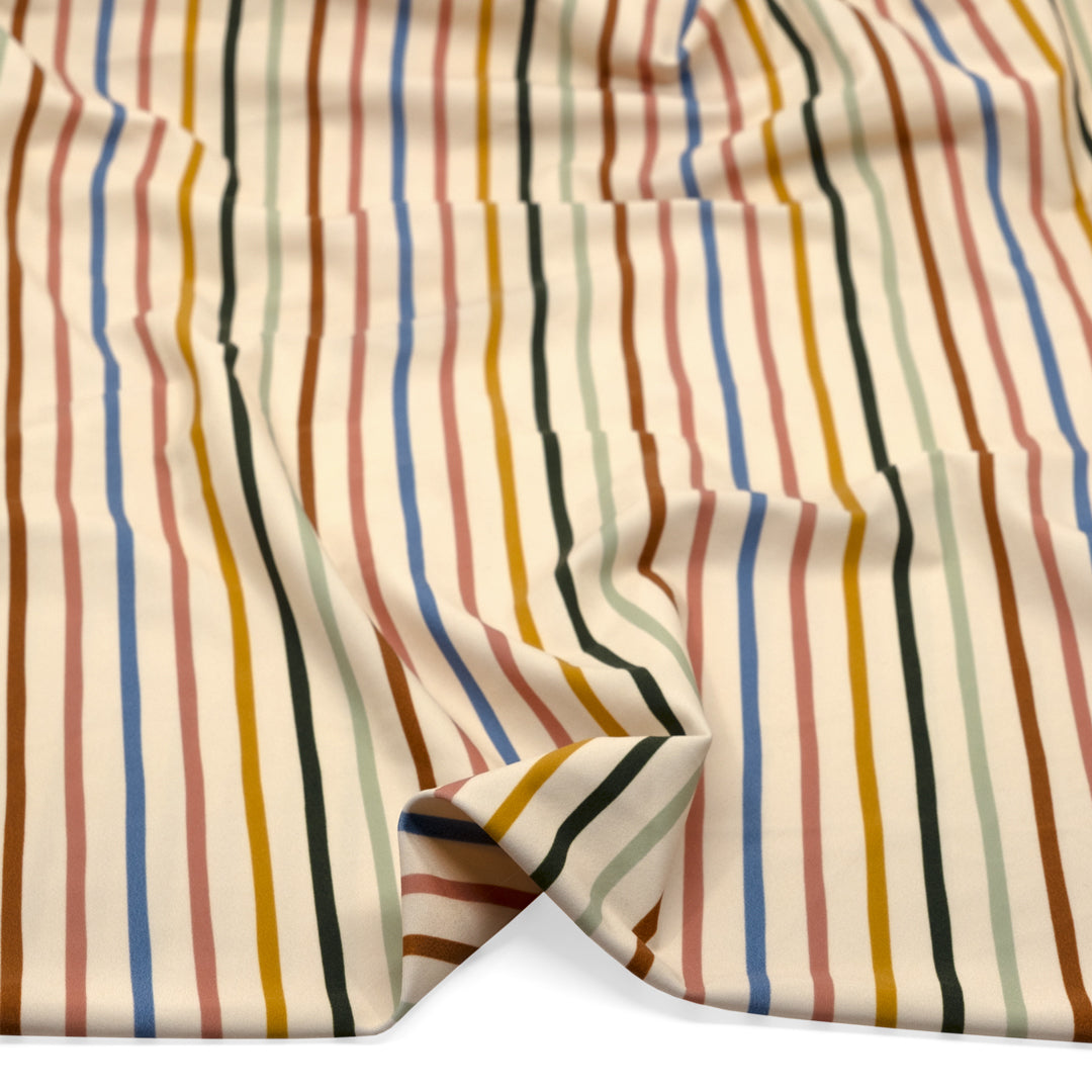 Sundeck Stripe Recycled Nylon Swim Tricot - Cream/Multi | Blackbird Fabrics
