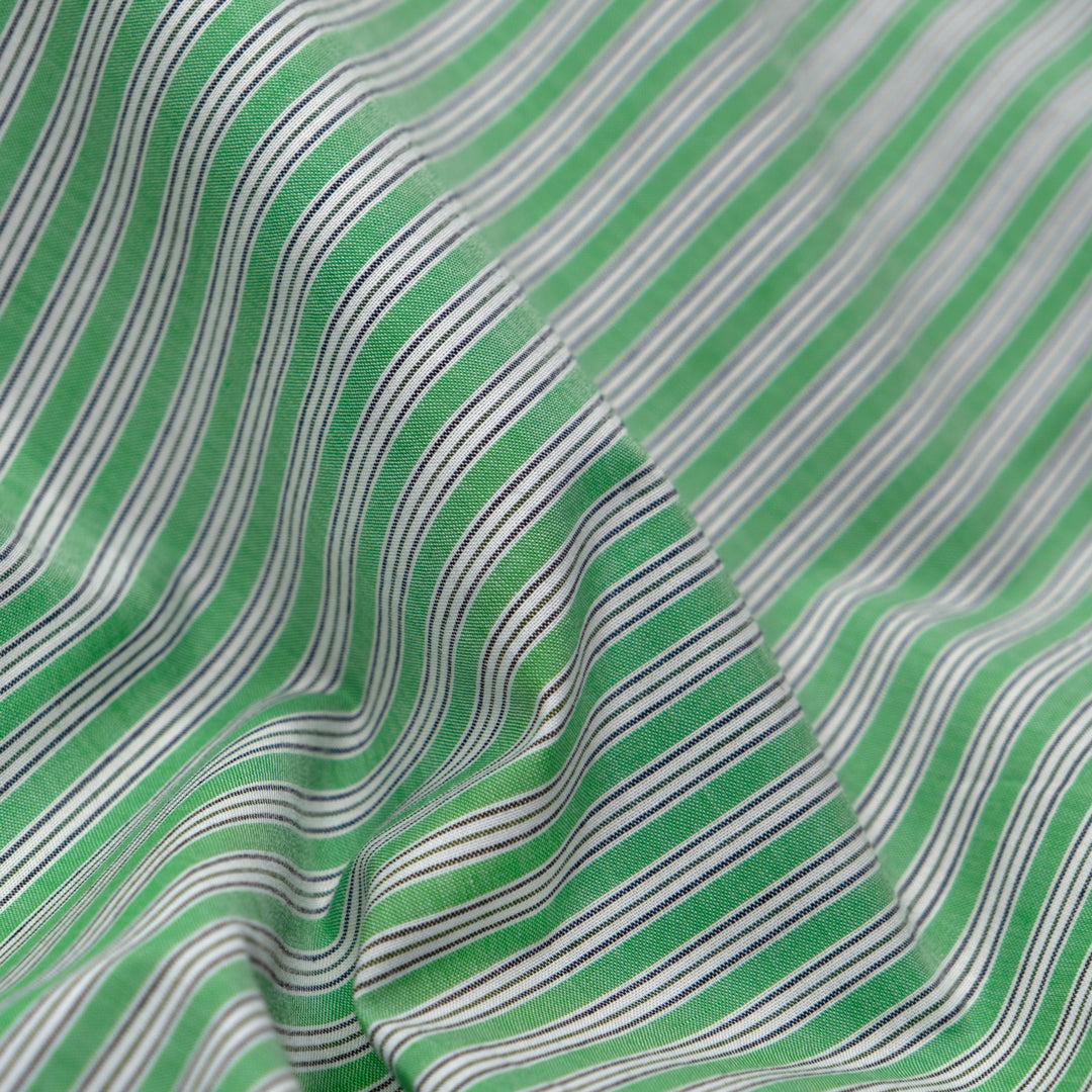 Sweet Shop Stripe Cotton Shirting - Leaf Green | Blackbird Fabrics