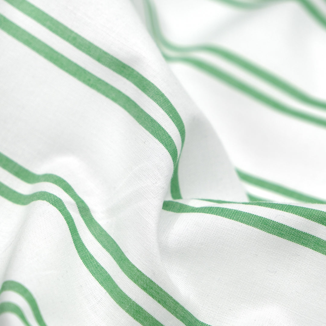Tandem Stripe Cotton Shirting - Leaf Green | Blackbird Fabrics