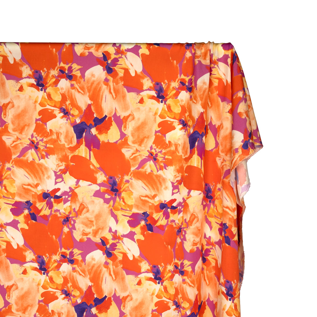 Thermal Tropics TENCEL™ Lyocell Twill - Tangerine/Multi | Blackbird Fabrics