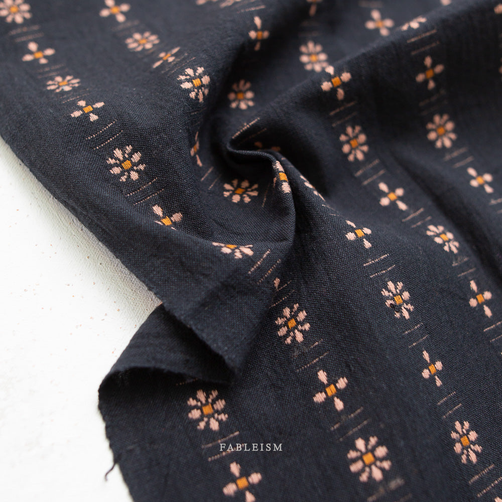 Fableism Forest Forage Daisies Cotton - Black | Blackbird Fabrics