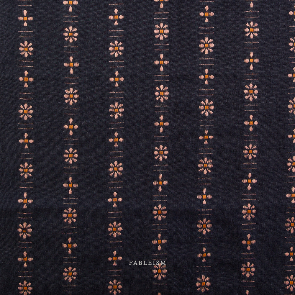 Fableism Forest Forage Daisies Cotton - Black | Blackbird Fabrics