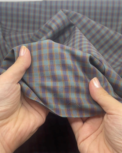 Alchemy Plaid Cotton Shirting - Ocean Mist/Blueberry/Ochre | Blackbird Fabrics