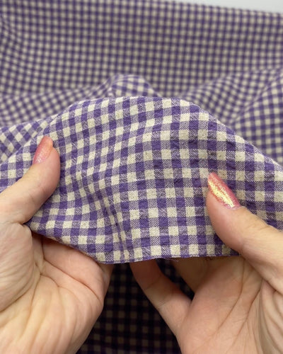 Antique Gingham Cotton Linen - Amethyst/Natural | Blackbird Fabrics