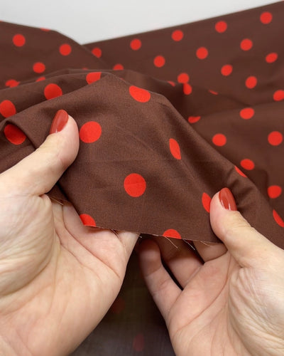Big Dots Cotton Twill Shirting - Maroon/Chili Pepper | Blackbird Fabrics