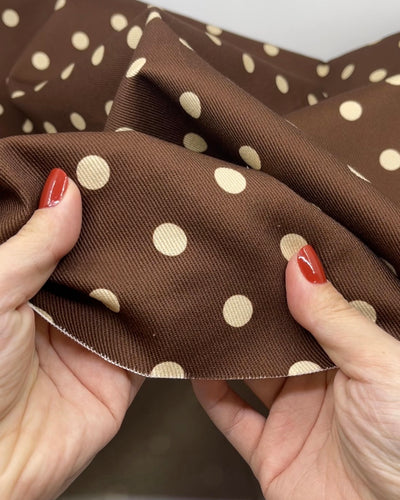 Big Dots Printed Bull Denim - Chicory/Cream | Blackbird Fabrics