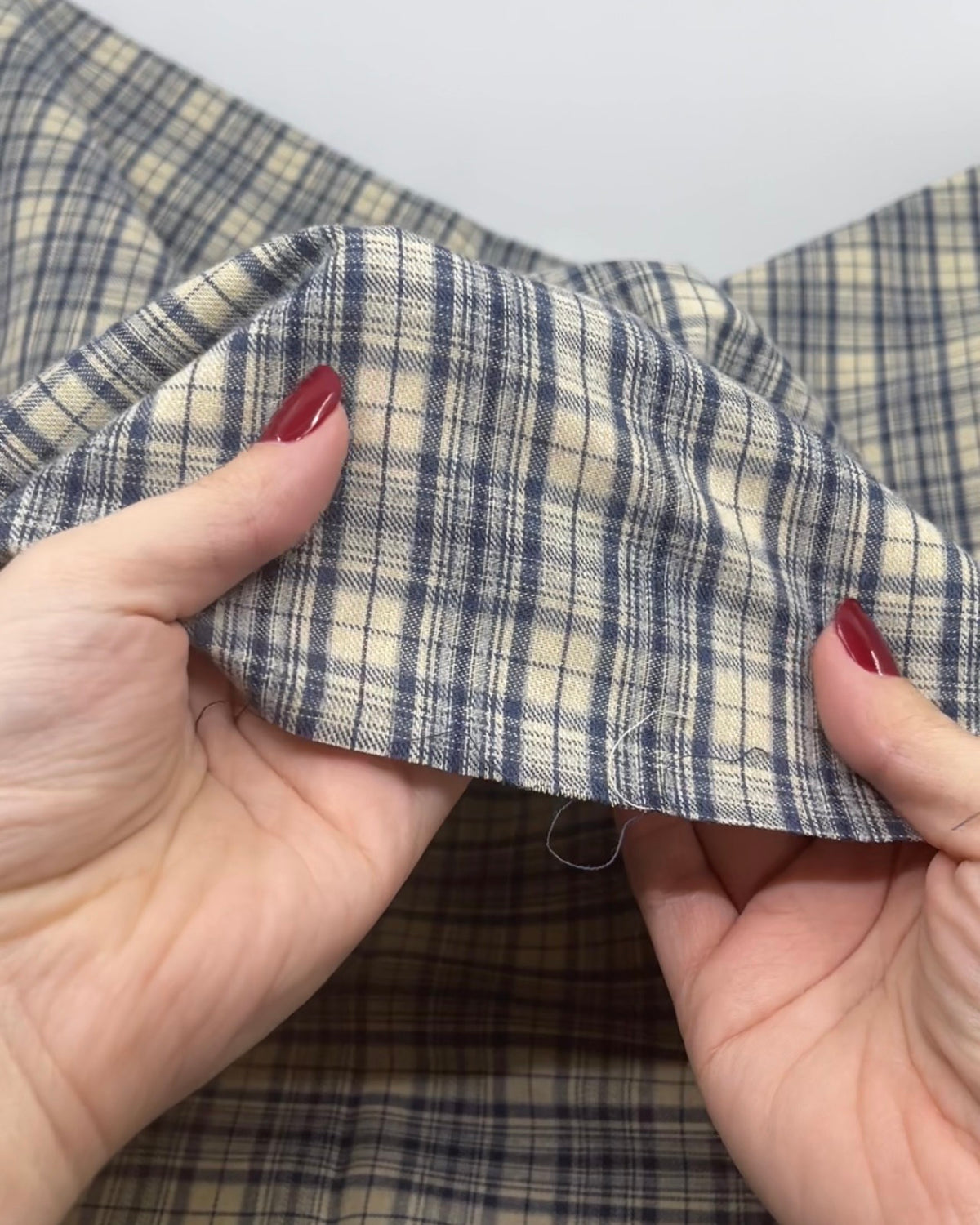 Chalet Plaid Lightweight Flannel - Vanilla/Vintage Blue | Blackbird Fabrics