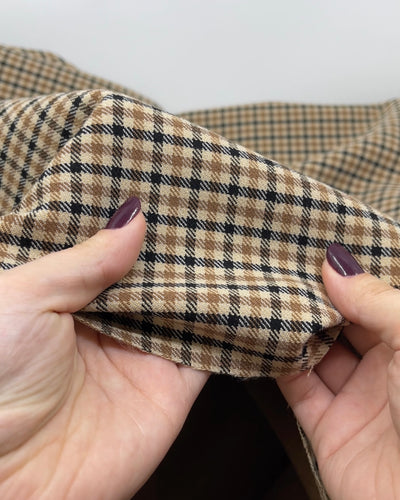 Chronicle Plaid Double Faced Suiting - Parchment/Biscuit/Black | Blackbird Fabrics