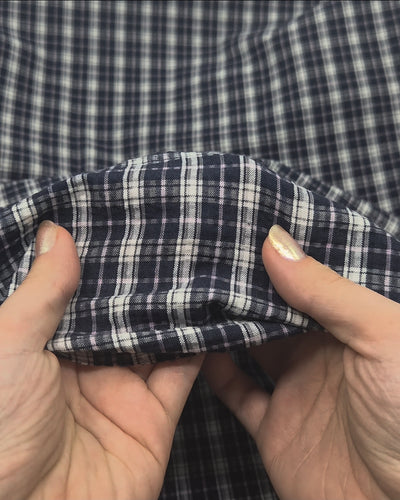 Daytrip Plaid Poly Cotton Seersucker - Midnight Blue | Blackbird Fabrics