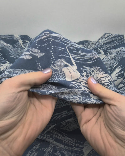 Deadstock Deep Dive Viscose Georgette - Blue Pool/White | Blackbird Fabrics