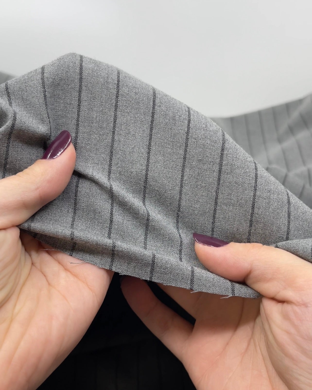 Department Stripe Brushed Suiting - Heather Grey/Black | Blackbird Fabrics