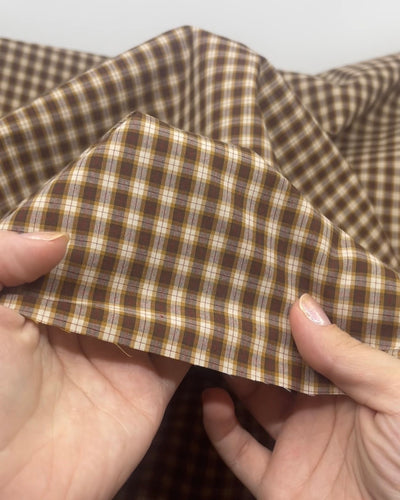 Field Day Plaid Cotton Shirting - Cream/Umber/Cork | Blackbird Fabrics