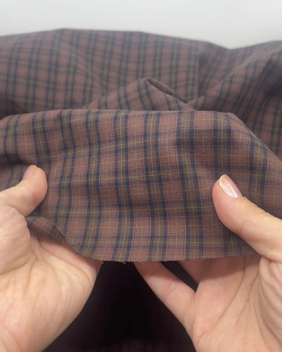 Grunge Plaid Cotton Shirting - Deep Mauve/Bark/Ink | Blackbird Fabrics