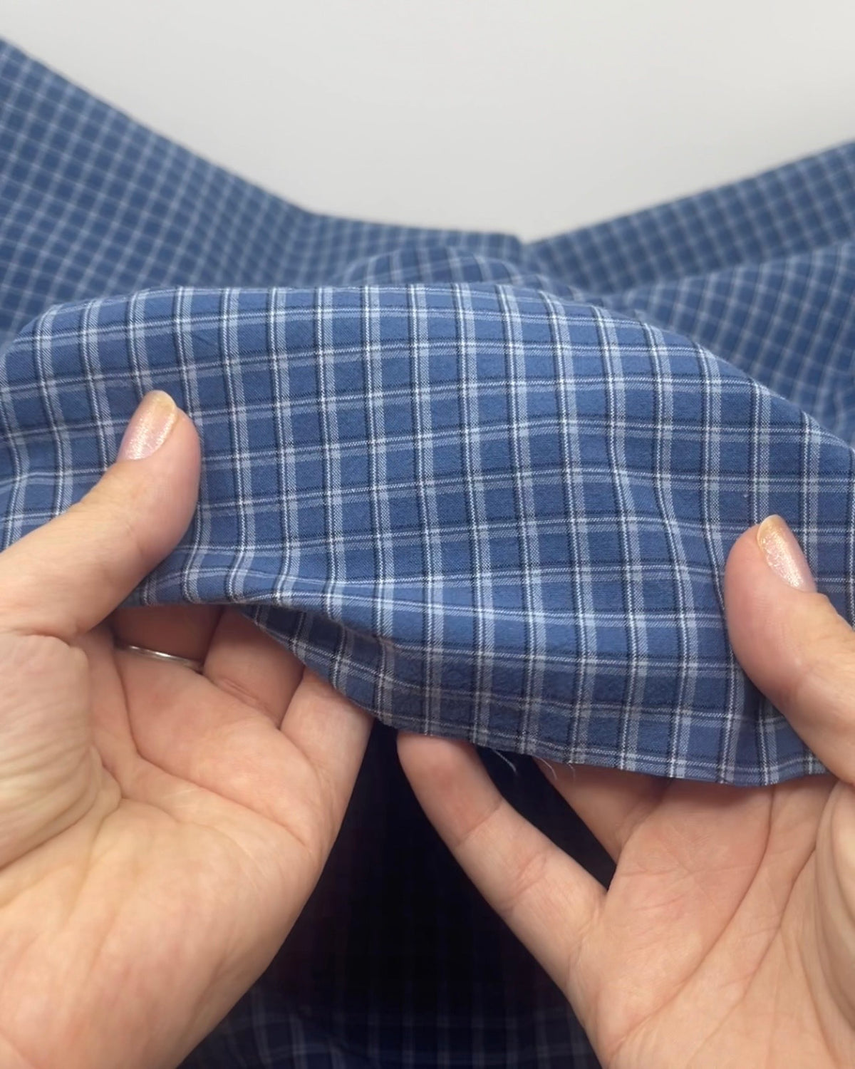 Notebook Plaid Cotton Shirting - Pacific/White | Blackbird Fabrics