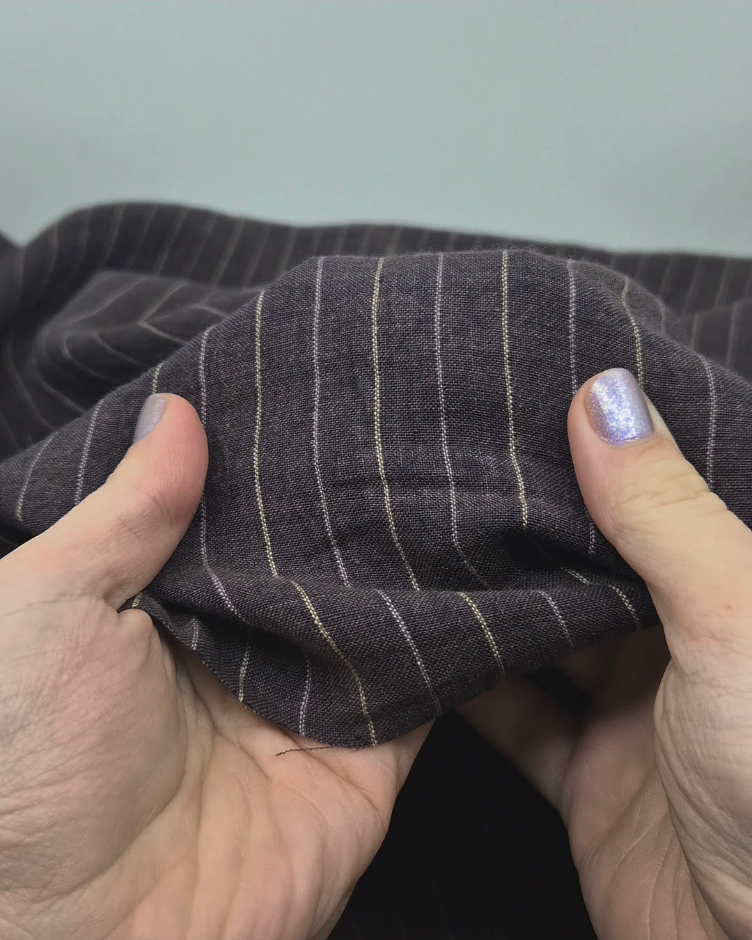 Pinstripe Stonewashed Linen - Denim | Blackbird Fabrics