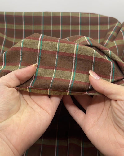 Plaid Handwoven Cotton - Bark/Viridian/Multi | Blackbird Fabrics