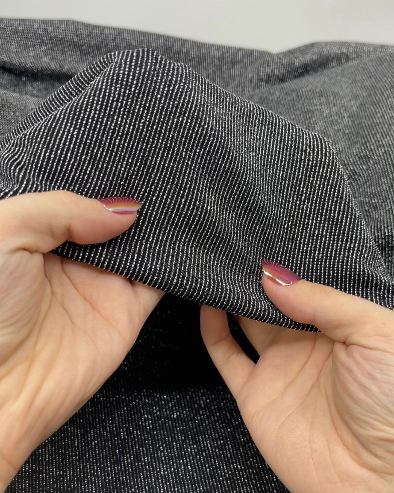 Spotlight Nylon Metallic Rib Knit - Silver | Blackbird Fabrics