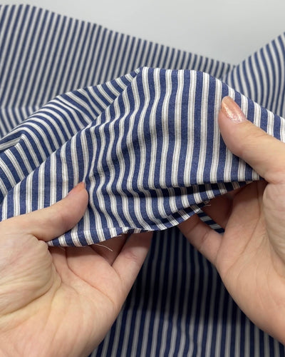 Study Stripe Washed Cotton Shirting - Navy/White | Blackbird Fabrics