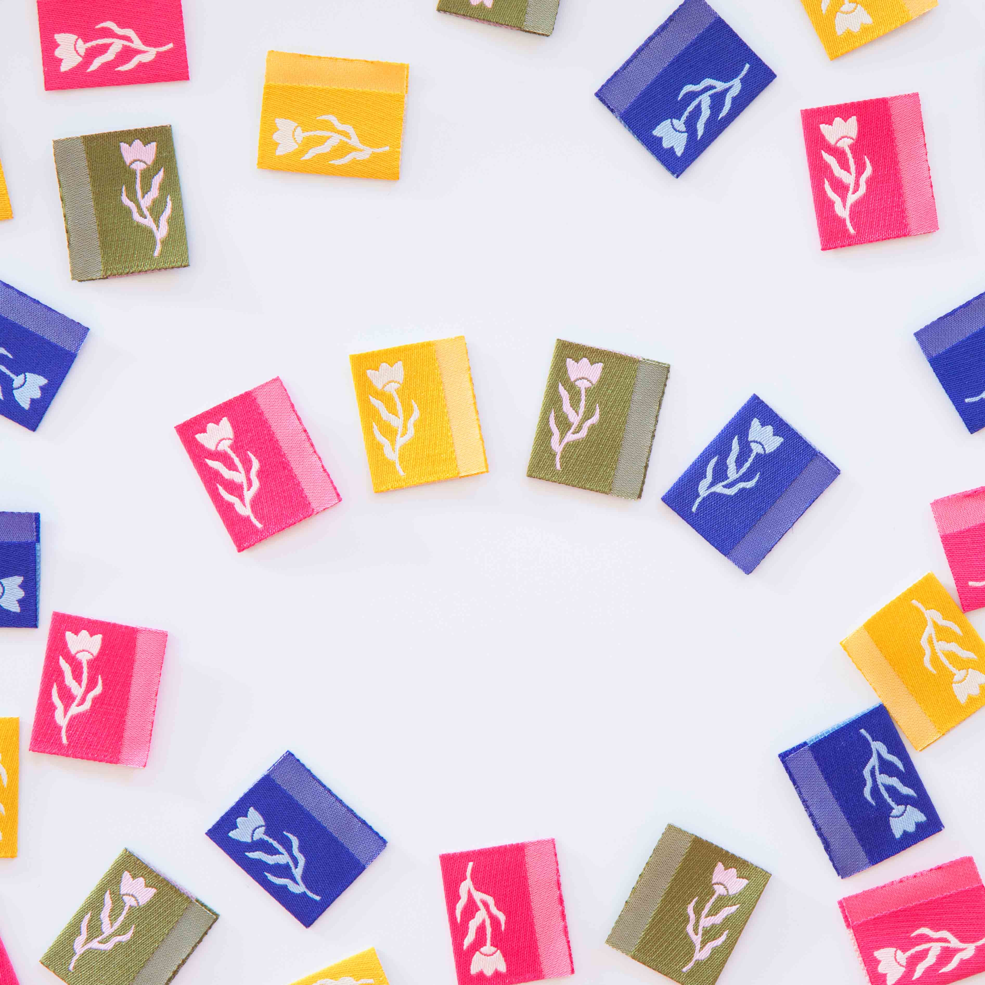 TINY FLORAL MULTIPACK Side Woven Labels By Sarah Hearts | Blackbird Fabrics