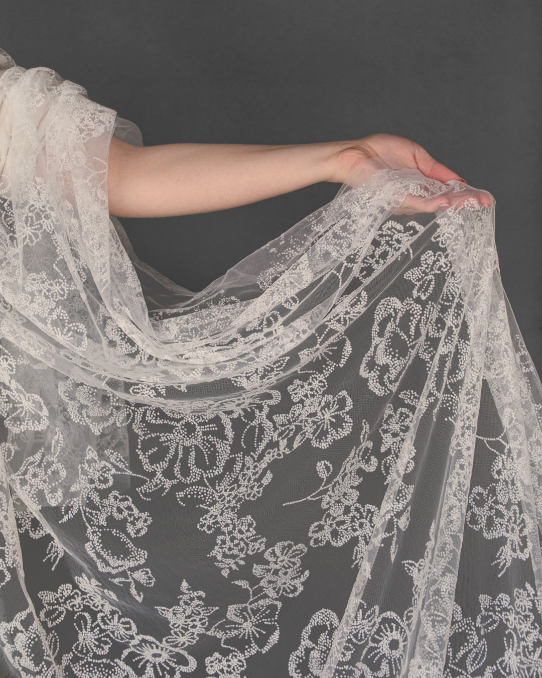 Darling Daydream Flocked Lightweight Netting - Ivory | Blackbird Fabrics