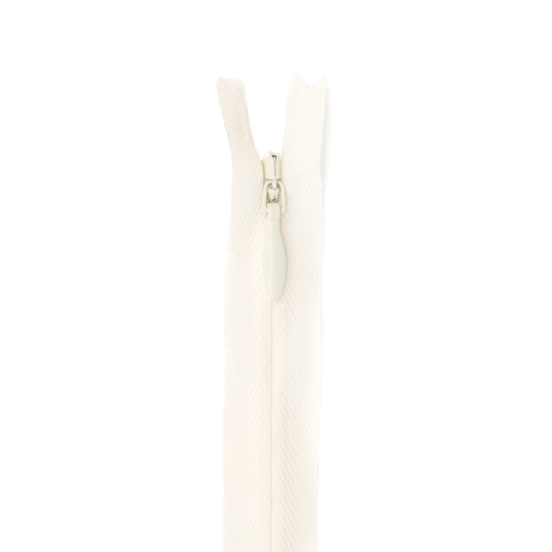 fermeture zip longueur 50 cm invisible couleur blanc cassé crème séparable  zip nylon largeur 2.5 cm