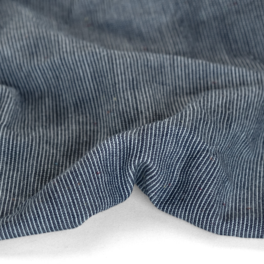 Striped Denim Shirting - Indigo/Rainbow Fleck