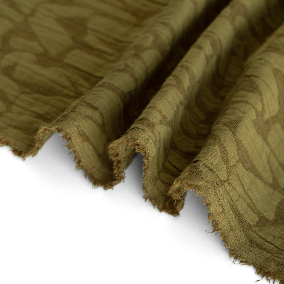 Abstract Textured Cotton Linen Jacquard - Moss | Blackbird Fabrics