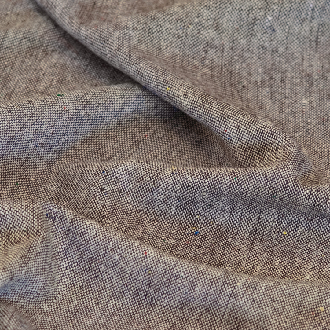 Deadstock Birdseye Wool Silk Blend Suiting - Chocolate/Rainbow Fleck