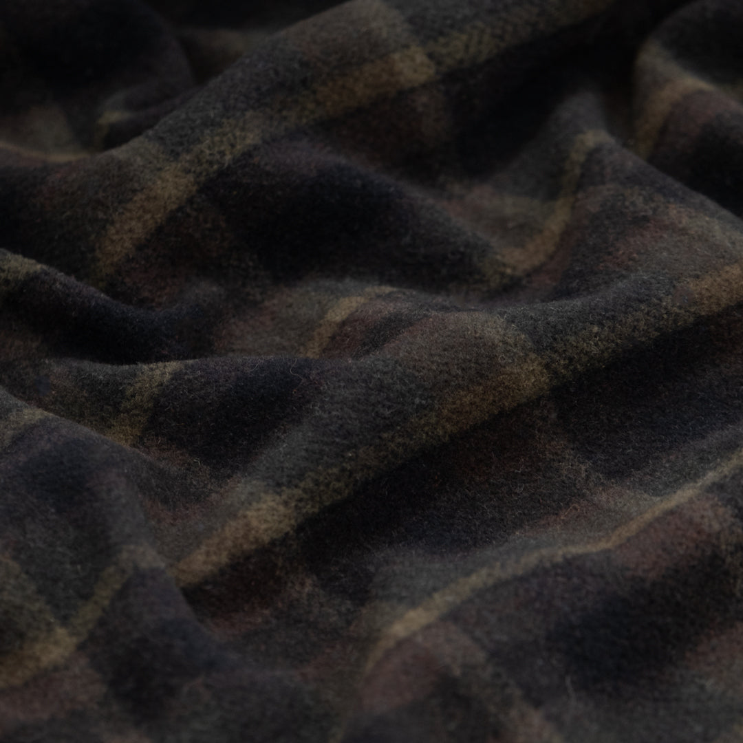 Deadstock Plaid Wool Blend Coating - Olive/Brown/Midnight