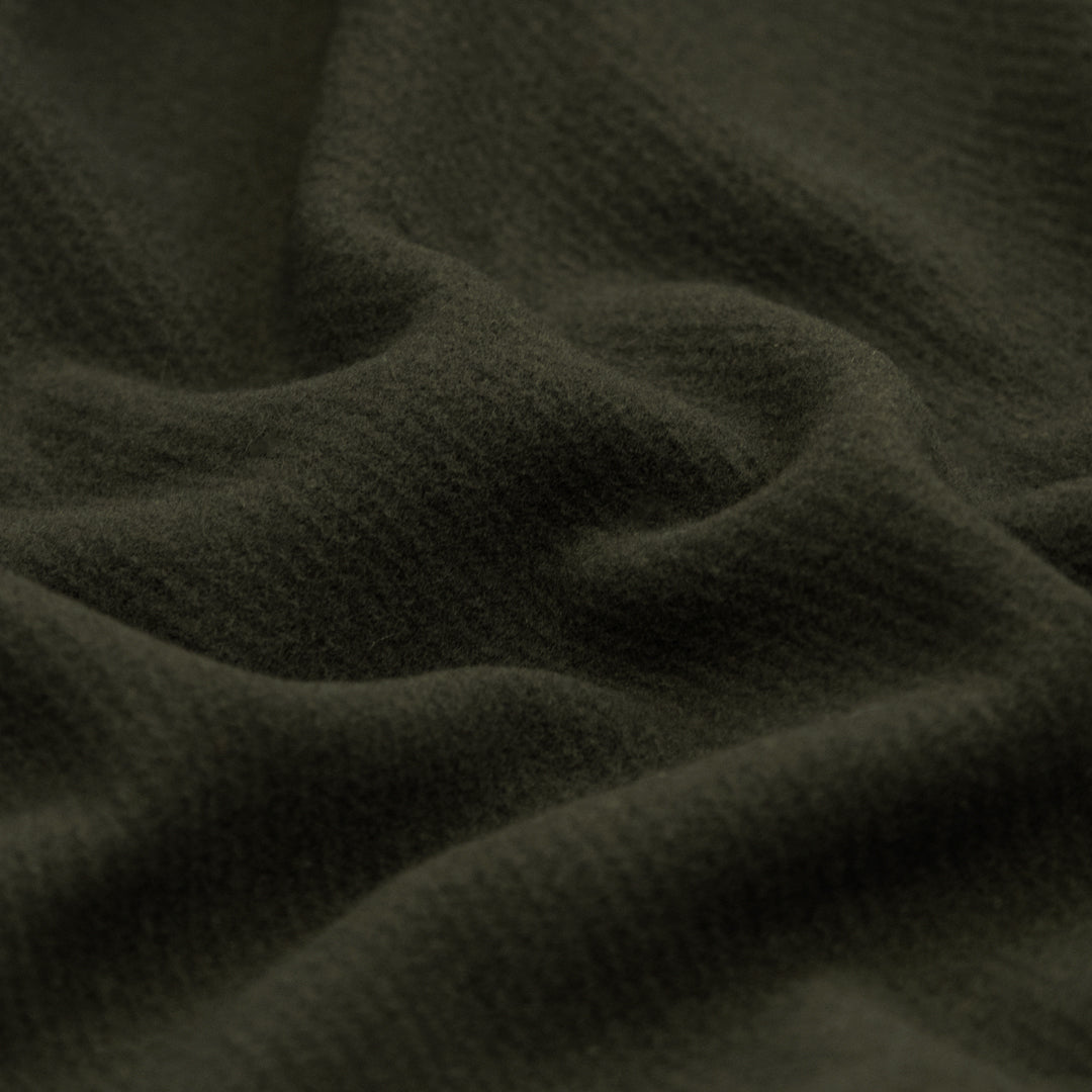 Deadstock Self Stripe Wool Blend Coating - Dark Green