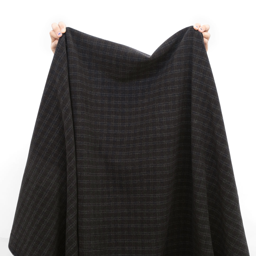 Deadstock Yarn Dyed Check Wool Coating - Black/Dark Chocolate/Grey